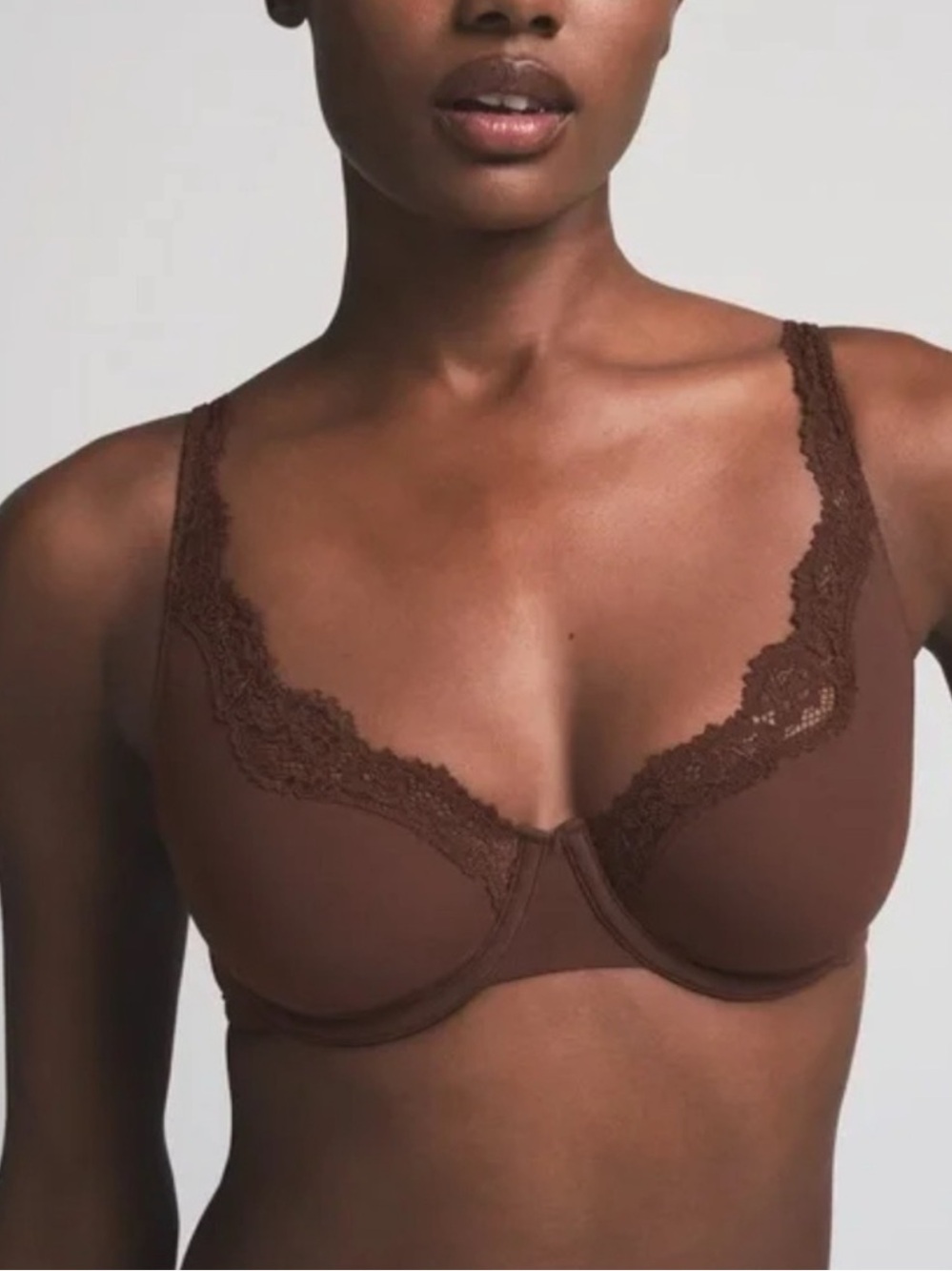 Skims Fits Everybody Lace Unlined Full Coverage Bra Cocoa 32DDDD